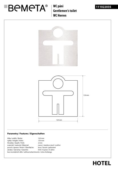 Bemeta Design Ikona - Muži, čtverec, mat - 111022035