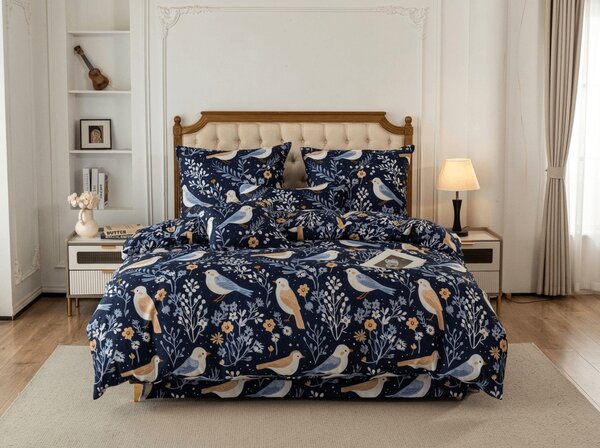 Povlečení z mikrovlákna DENIM BIRDS modré Rozměr povlečení: 70 x 90 cm | 140 x 200 cm