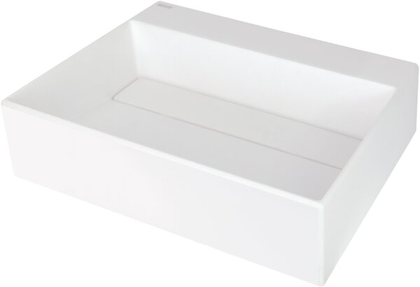 Deante Correo, granitové umyvadlo na desku s poličkou pod baterii a krycí deskou 500x400x130 mm, bílá, CQR_AU5M