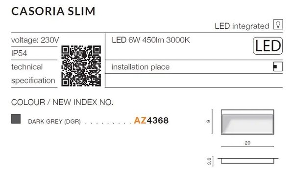 LED vnější nástěnné osvětlení Casoria Slim – Šedá