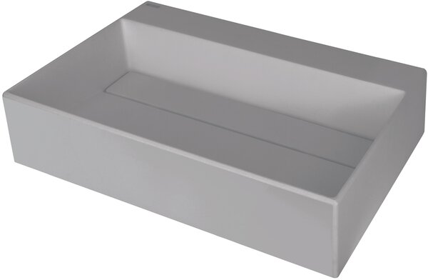Deante Correo, granitové umyvadlo na desku s poličkou pod baterii a krycí deskou 600x400x130 mm, šedá metalíza, CQR_SU6M