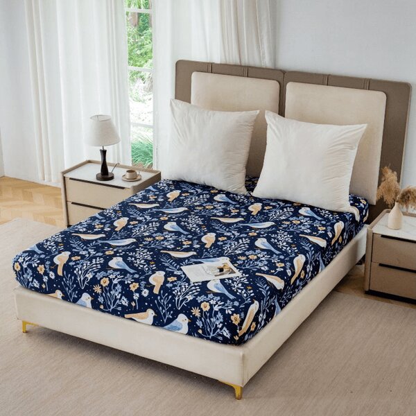 Prostěradlo z mikrovlákna DENIM BIRDS modré 90x200 cm