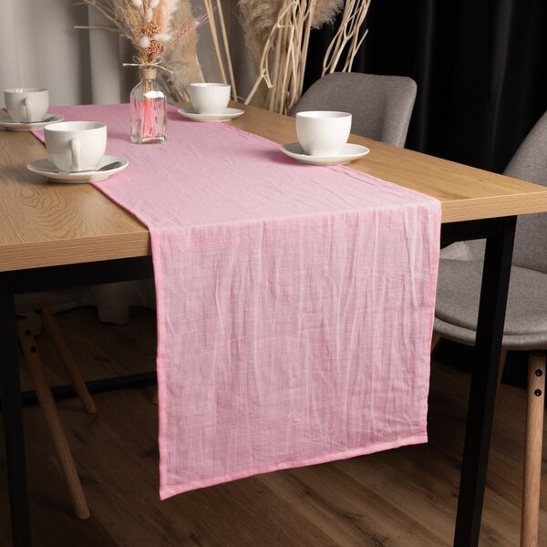 Biante Lněný běhoun na stůl LEN-017 Světle růžový 20x120 cm