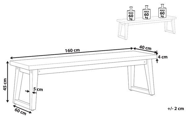 Zahradní lavice ORIA 160 cm Beton Šedá