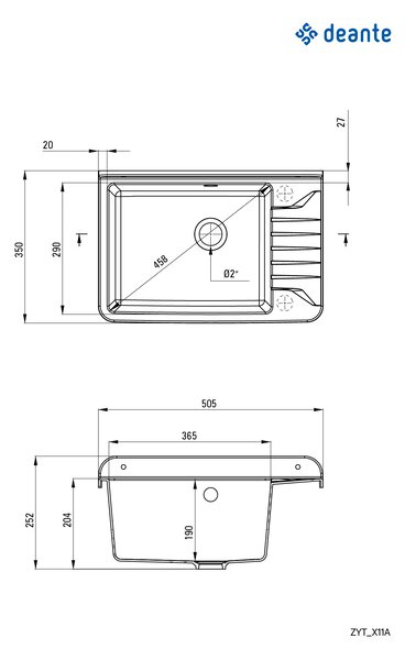 Deante Technický dřez Garden s odkapávačem - ZYT 311A