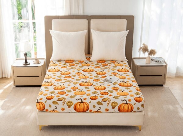 Prostěradlo z mikrovlákna AUTUMN PUMPKINS barevné 90x200 cm