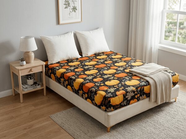 Prostěradlo z mikrovlákna ORANGE PUMPKINS barevné 90x200 cm