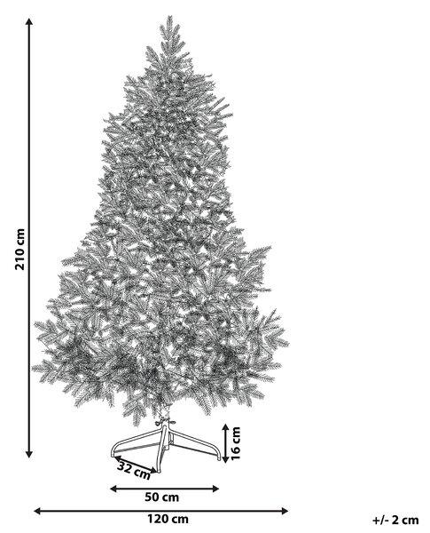 Zasněžený umělý vánoční stromeček LED TATLOW 210 cm Zelená