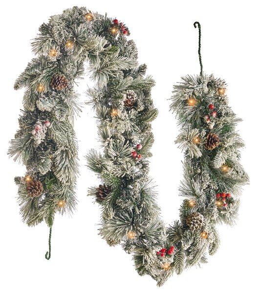Zasněžená vánoční girlanda LED WHITEHORN 180 cm Bílá