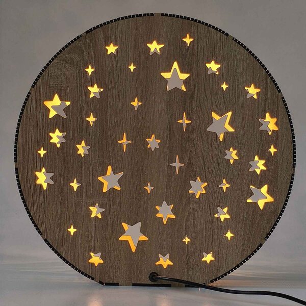 Dřevěná LED stolní lampa Hvězdy | MOVE: HDF - Ořech 20 cm 4791-115218 LED0613
