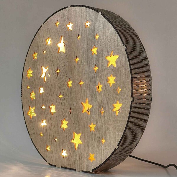 Dřevěná LED stolní lampa Hvězdy | MOVE: HDF - Ořech 20 cm 4791-115218 LED0613