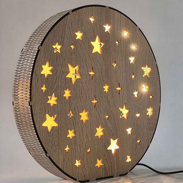 Dřevěná LED stolní lampa Hvězdy | MOVE: HDF - Ořech 20 cm 4791-115218 LED0613