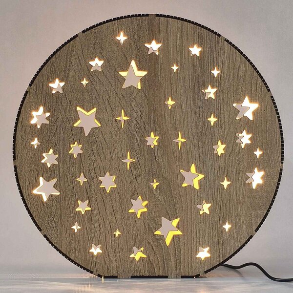 Dřevěná LED stolní lampa Hvězdy | MOVE: HDF - Ořech 20 cm 4791-115218 LED0613