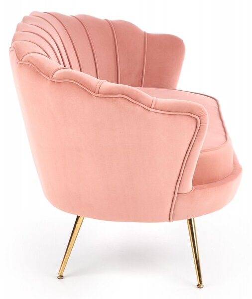 Designové křeslo AMORINITO — kov, látka, zlatá / růžová