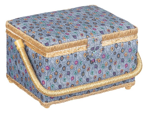 BOX na šití Šedá,Žlutá č.13 24x17,5x13 cm