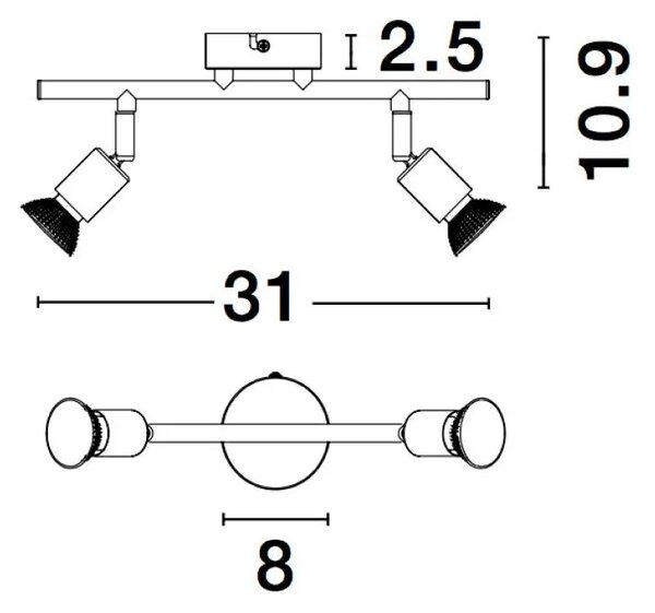 Designové bodové svítidlo Lup 31 černé – Černá