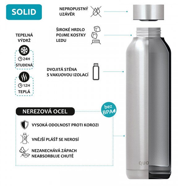 Nerezová termoláhev Solid, 630ml, Quokka, sun garoen
