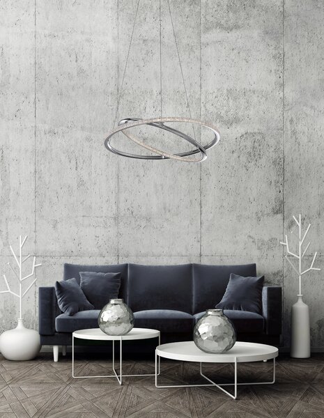 LED lustr Livorno 45 Chrome – Šedá