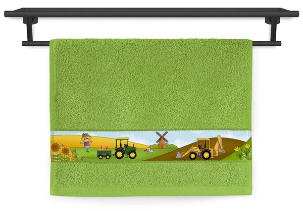 Dětský ručník Veba RUJANA tisk Malý farmář sytá zelená Velikost: 30x50 cm