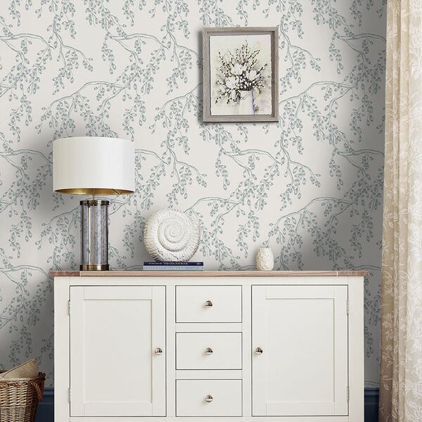 Vliesová tapeta na zeď, bílo-modrá, větvičky, 140334, Laura Ashley 4