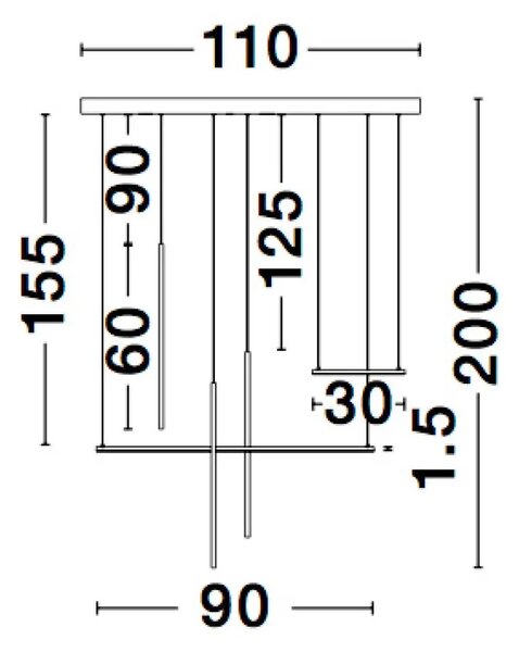 LED lustr Elettra 110 černé – Černá