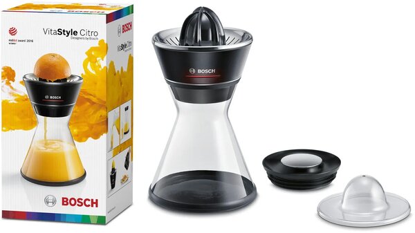 Bosch MCP72GPB citrusovač Plast, Nerezová ocel Černá, Průhledná