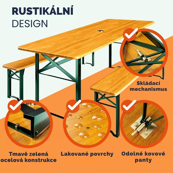 Pivní set KLASIK, 170cm, přírodní hnědá Casaria
