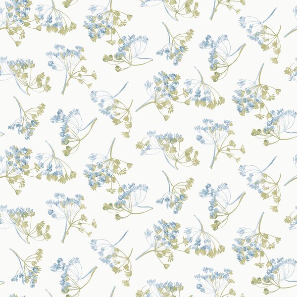 Vliesová tapeta na zeď, bílá, modrá, květinový vzor, 130102, Laura Ashley 4