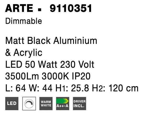 LED lustr Arte 64 černé – Černá