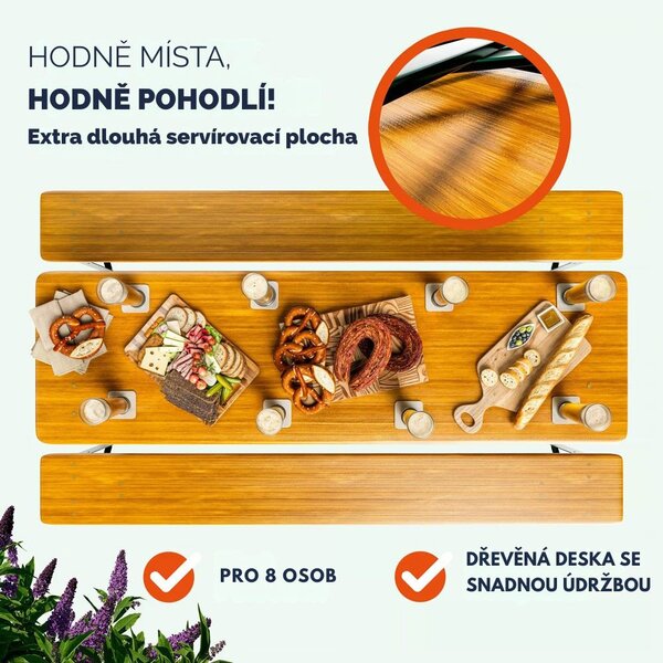 Pivní set KLASIK, 170cm, přírodní hnědá Casaria