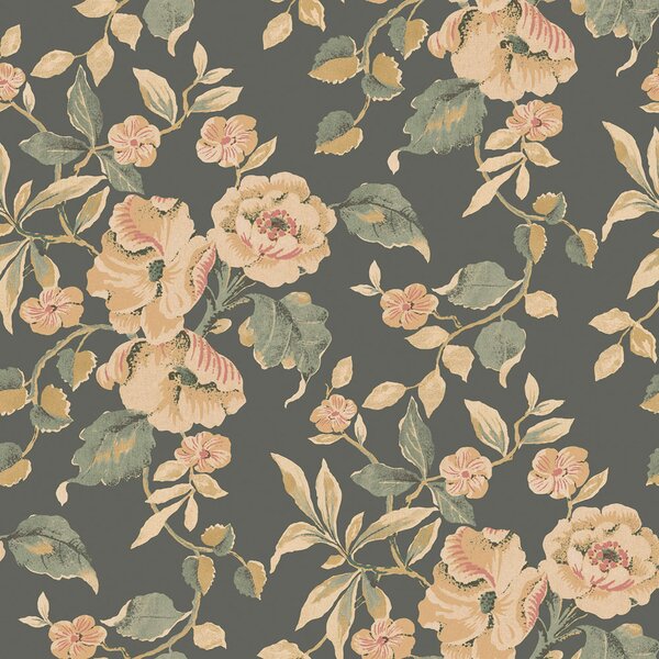 Květinová vliesová tapeta na zeď, oranžová, modrá, 127396, Laura Ashley 4