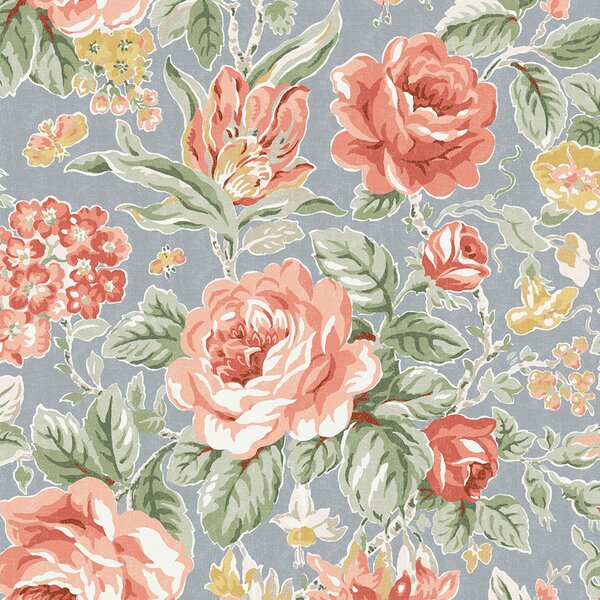 Vliesová tapeta na zeď, modrá, červená, růže, 122753, Laura Ashley 4