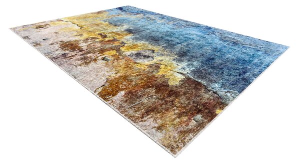 Makro Abra Kusový koberec pratelný MIRO 51709.803 Abstraktní protiskluzový modrý zlatý Rozměr: 80x150 cm