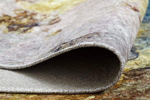 Makro Abra Kusový koberec pratelný MIRO 51709.803 Abstraktní protiskluzový modrý zlatý Rozměr: 80x150 cm