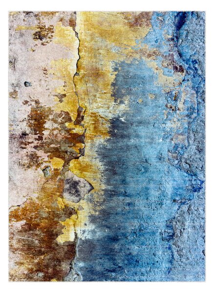 Makro Abra Kusový koberec pratelný MIRO 51709.803 Abstraktní protiskluzový modrý zlatý Rozměr: 80x150 cm