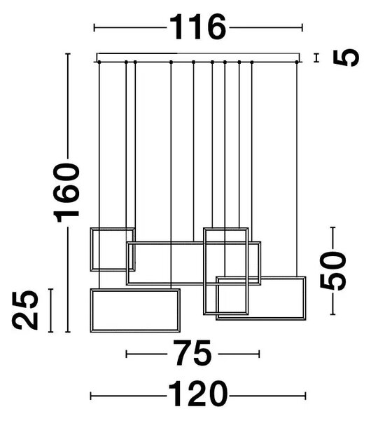 LED lustr Cornice – Černá