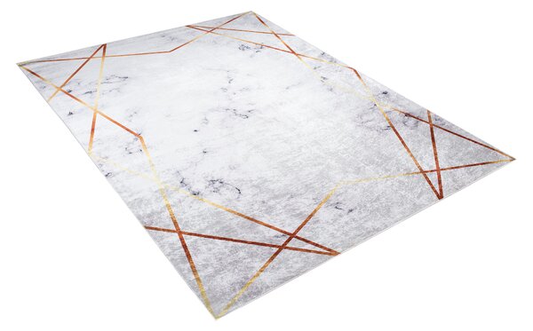 Makro Abra Kusový koberec pratelný TOSCANA 23090 Moderní Geometrický pogumovaný krémový zlatý Rozměr: 120x170 cm