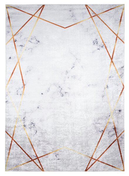 Makro Abra Kusový koberec pratelný TOSCANA 23090 Moderní Geometrický pogumovaný krémový zlatý Rozměr: 120x170 cm