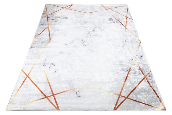 Makro Abra Kusový koberec pratelný TOSCANA 23090 Moderní Geometrický pogumovaný krémový zlatý Rozměr: 120x170 cm