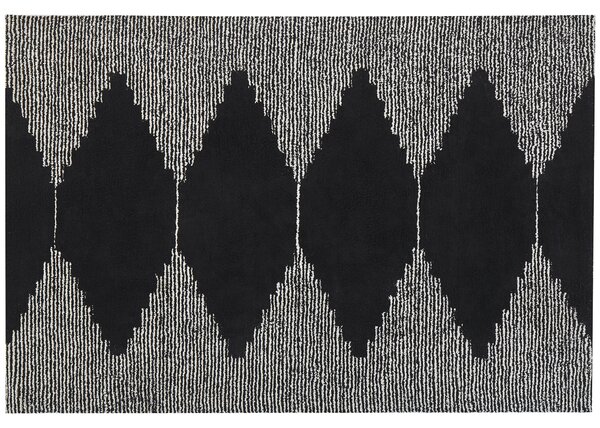 Koberec BATHINDA Černá/Bílá 140 x 200 cm Bavlna