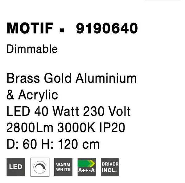 LED lustr Motif 60 zlaté stmívatelné – Zlatá
