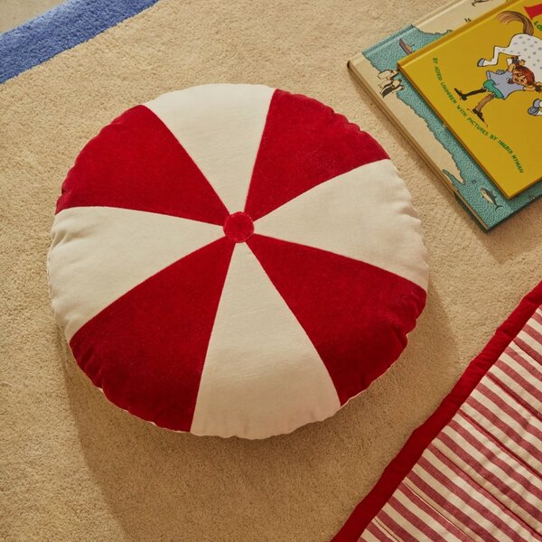 Bílo-červený bavlněný polštář Kave Home Odet 45 cm