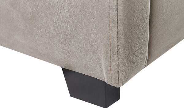 Postel s úložným prostorem VINCENNES Umělý samet Taupe 140 x 200 cm