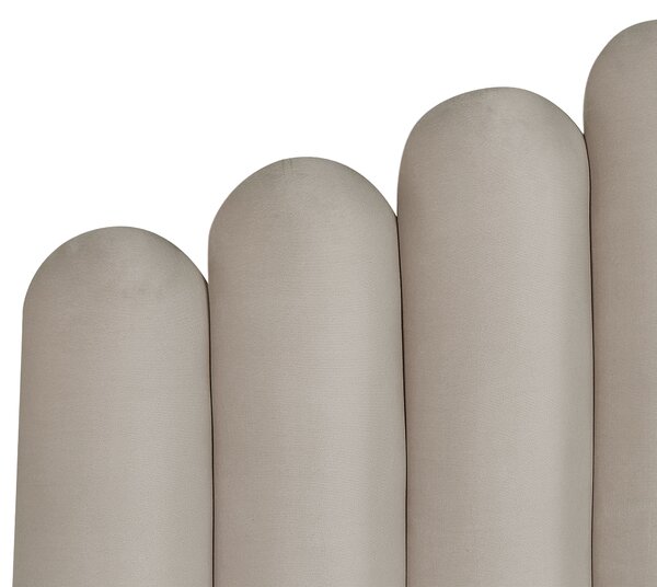 Postel s úložným prostorem VINCENNES Umělý samet Taupe 140 x 200 cm