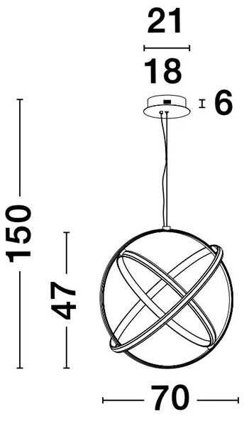LED lustr Pertone 70 černé – Fialová