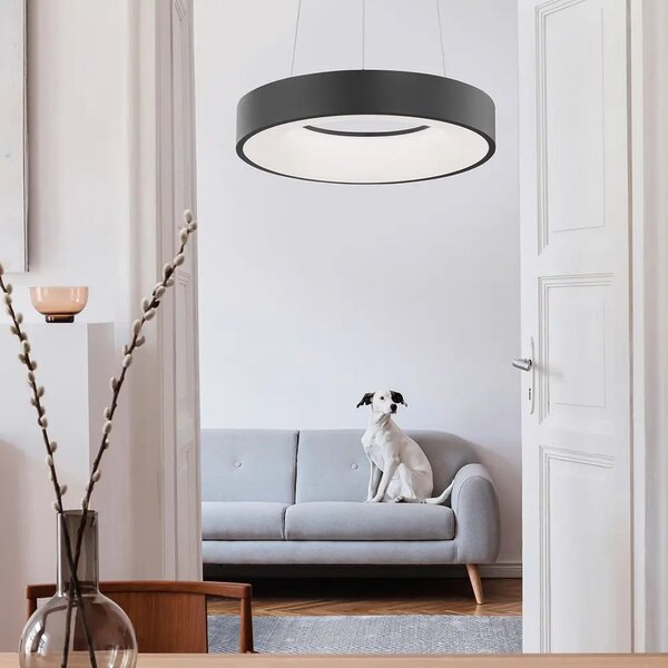 LED lustr Rando Thin 38 3000K černé – Černá