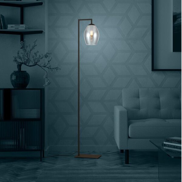 Eglo 390256 - Stojací lampa ESTANYS 1xE27/40W/230V kouřová