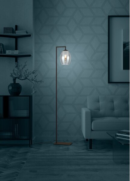 Eglo 390256 - Stojací lampa ESTANYS 1xE27/40W/230V kouřová