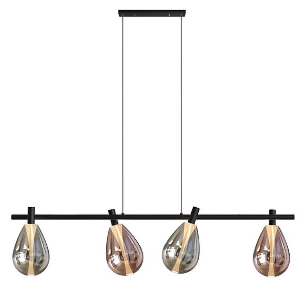 Lustr na lanku DENSO 4xG9/5W/230V černý chrom/měděná