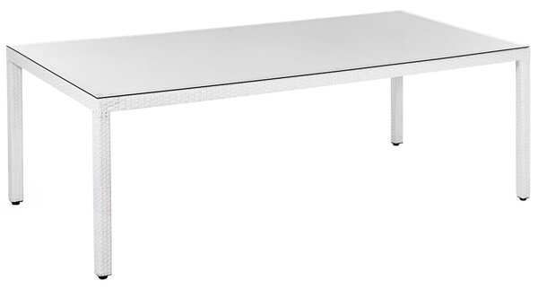 Zahradní jídelní stůl ITALY 220 cm 100 cm Sklo Bílá